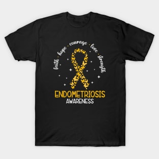 Endometriosis Awareness Proud Endometriosis Warrior, Yellow Ribbon T-Shirt